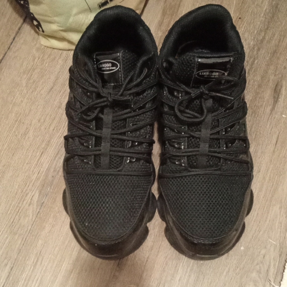 Black Lace-Up Sneakers with Rubber Soles
